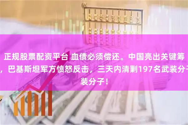正规股票配资平台 血债必须偿还。中国亮出关键筹码,巴基斯坦军方愤怒反击,三天内清剿197名武装分子!